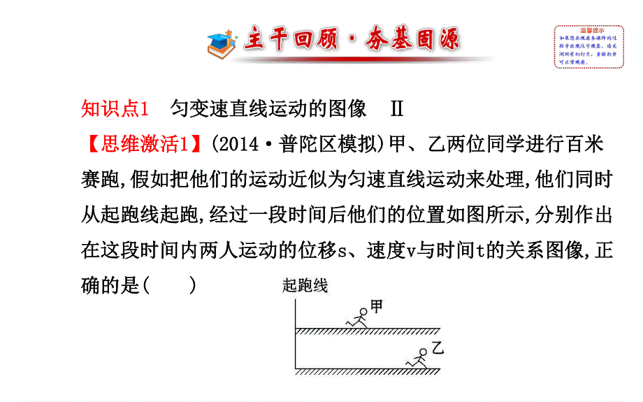 2015《复习方略》高中物理（沪科版）一轮复习课件：必修1 1-3运动图像　追及相遇问题 .ppt_第2页