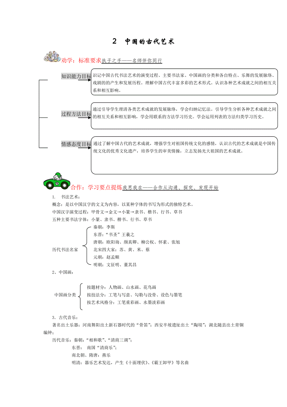 2.2《中国的古代艺术》试题（人民版选修一）.doc_第1页