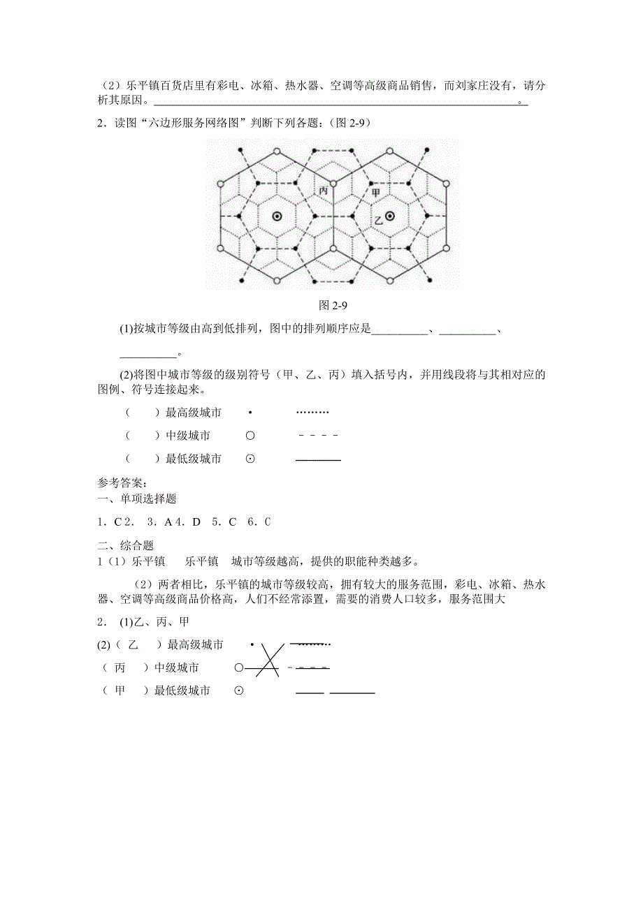 2.2《 不同等级城市的服务功能》练习1-新人教必修2.doc_第2页