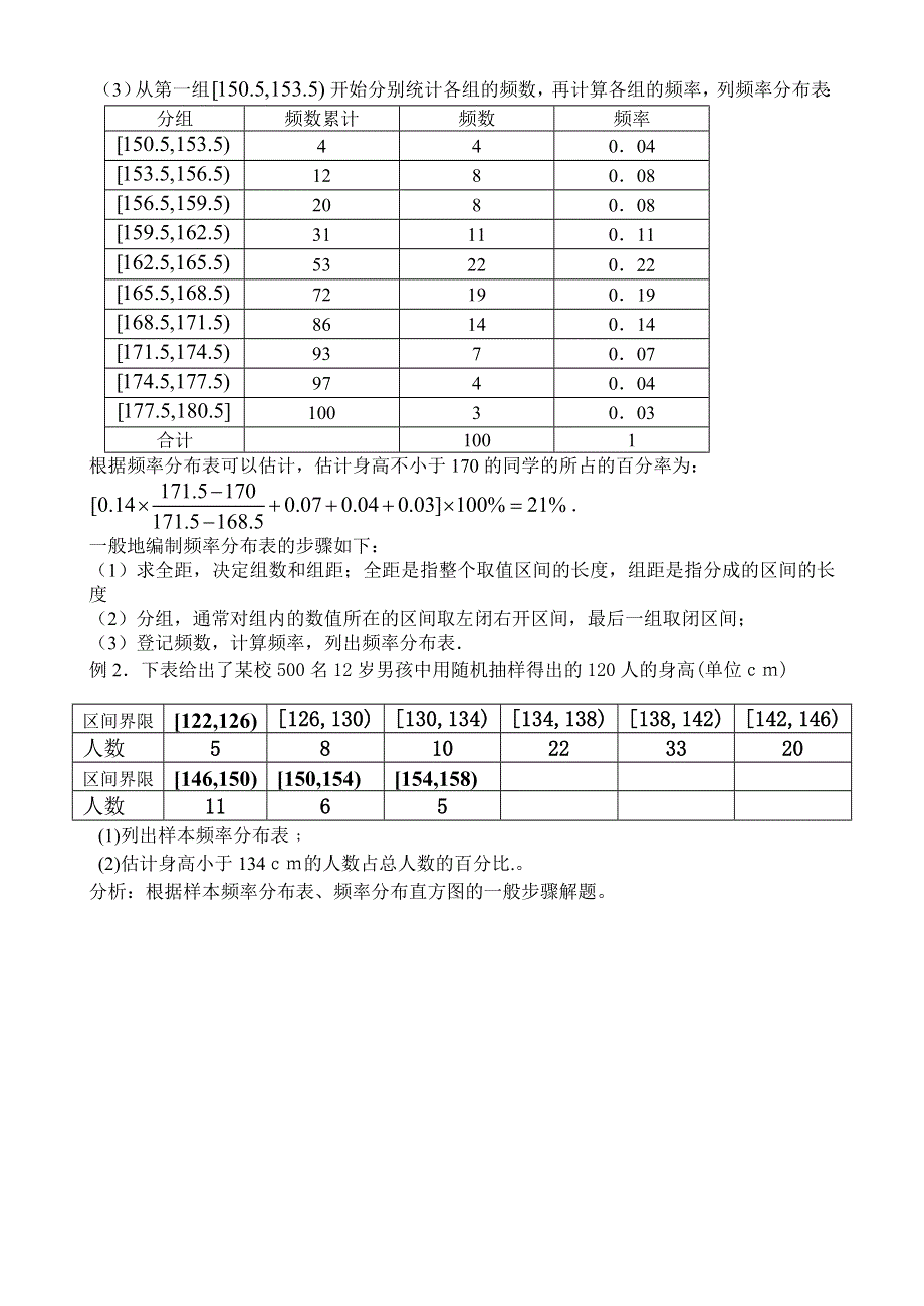 2.2《用样本估计总体--总体分布的估计、频率分布表》教案（新人教必修3）.doc_第2页