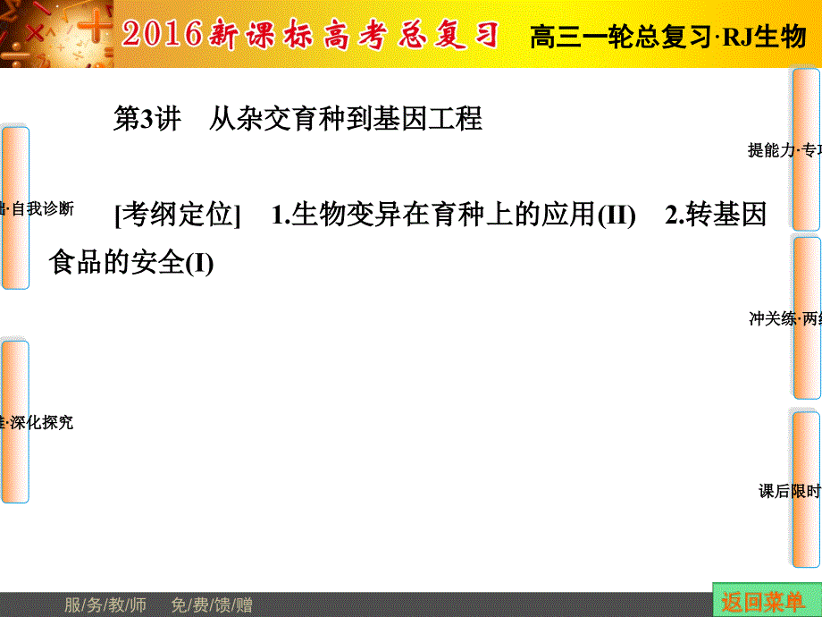 2016新课标高考总复习高三生物一轮复习课件：必修2第三单元　生物变异、育种和进化 第3讲 .ppt_第1页