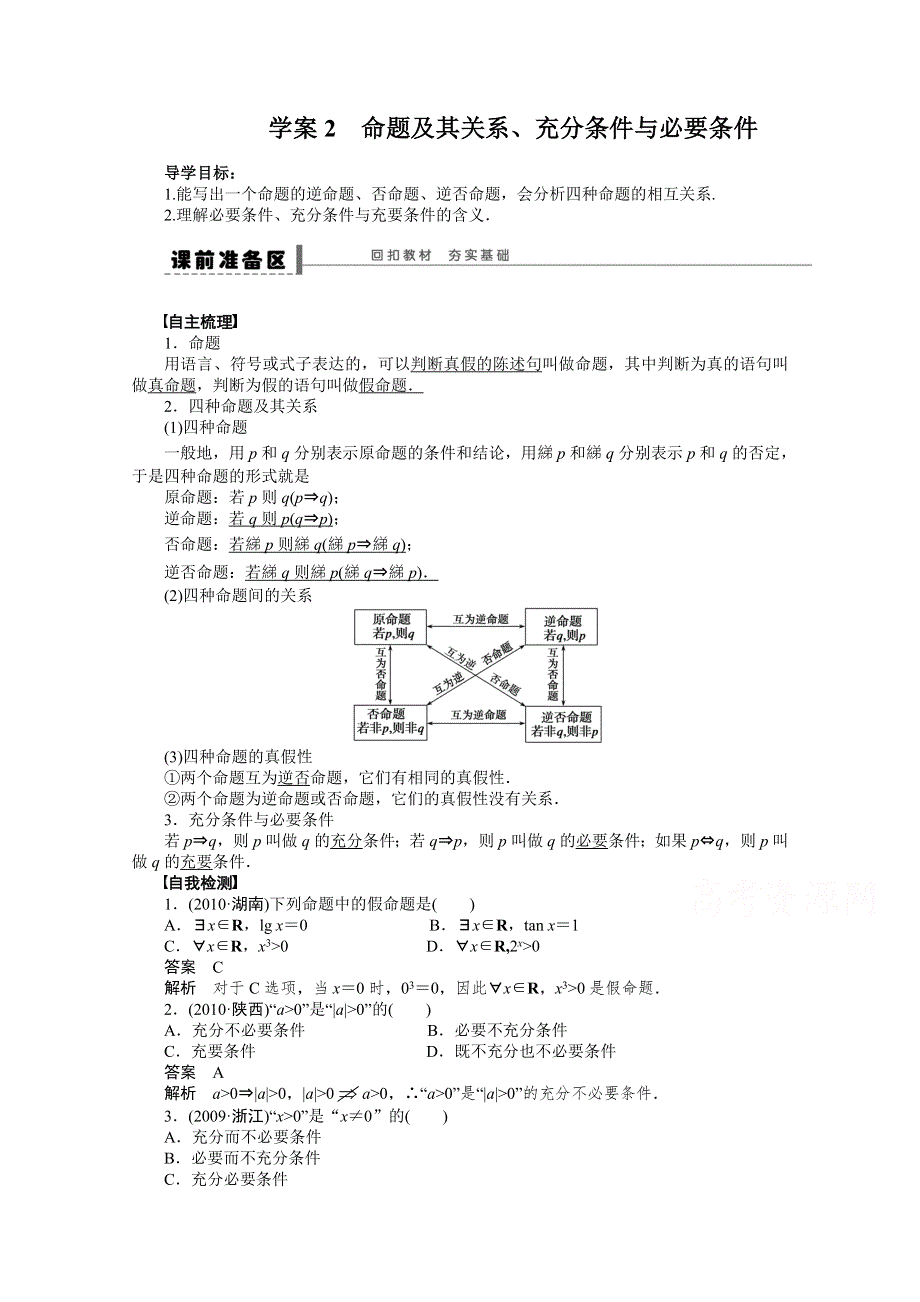 2016届《新步步高》高考数学大一轮总复习（人教A版理科） 第一章 集合与常用逻辑用语 学案2.docx_第1页