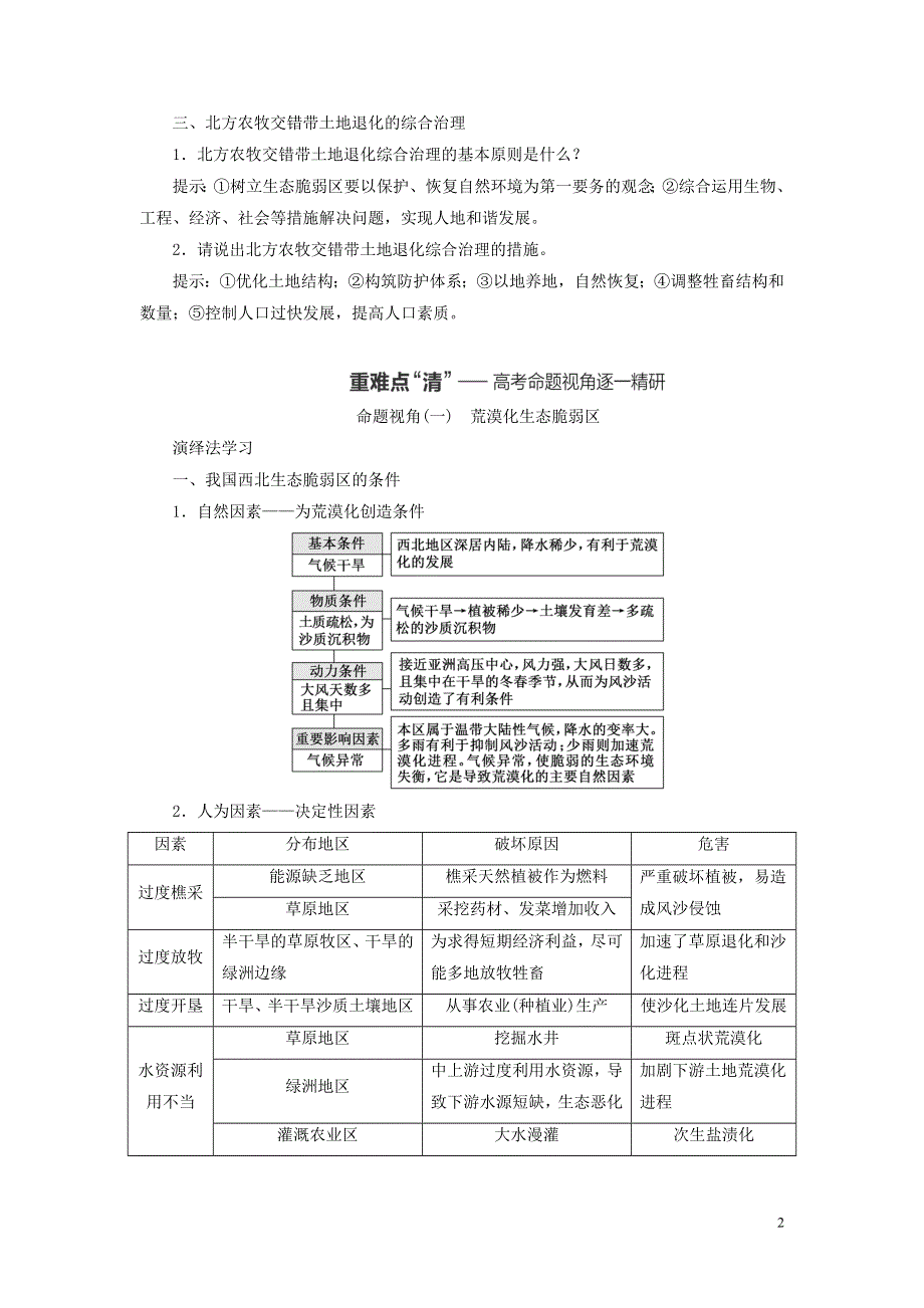 （新课标）2023版高考地理一轮总复习 第十五章 资源、环境与区域发展 第一节 生态脆弱区的综合治理教师用书.doc_第2页