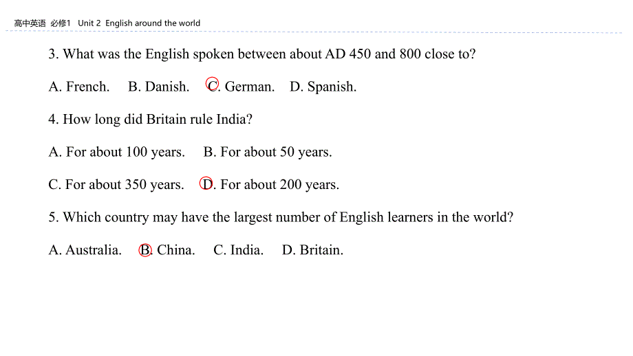 2019-2020学年高中人教版英语必修1课件：UNIT 2 ENGLISH AROUND THE WORLD SECTION A .pptx_第3页