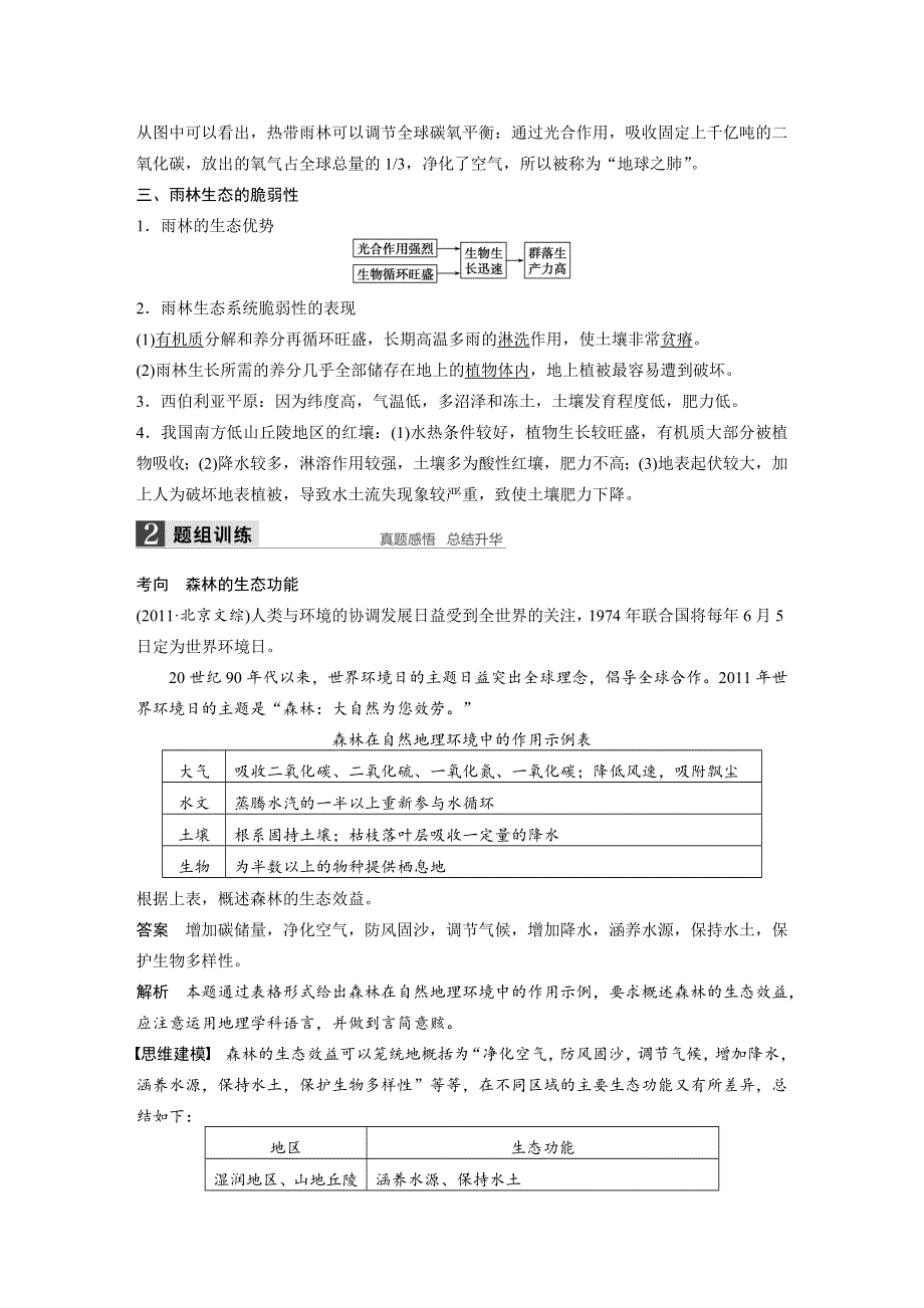 2016届高三地理（人教版通用）大一轮复习教案：必修3 第二章 第2讲 森林的开发与保护——以亚马孙热带雨林为例 WORD版含解析.docx_第2页