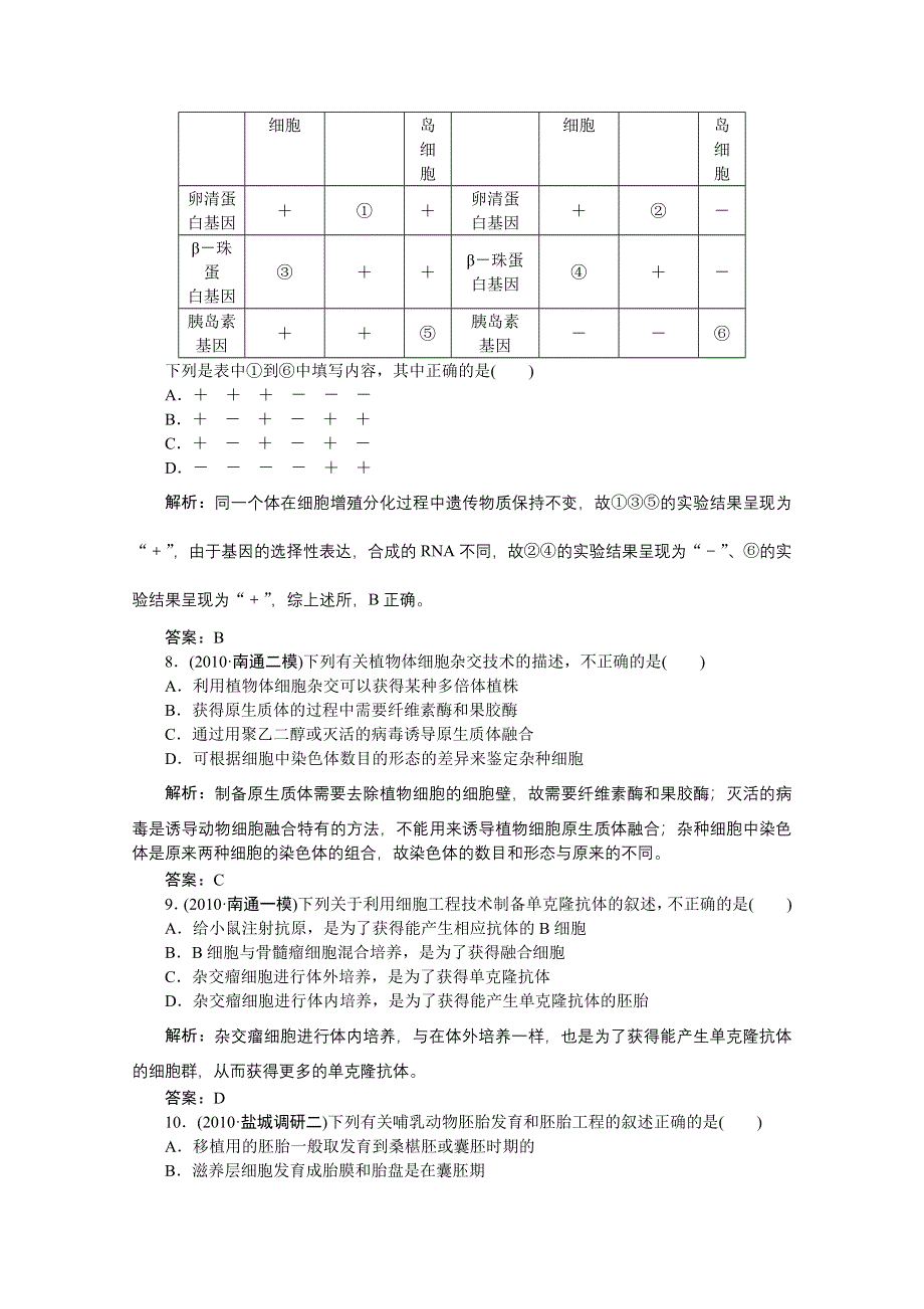 专题综合测试 8现代生物科技专题.doc_第3页