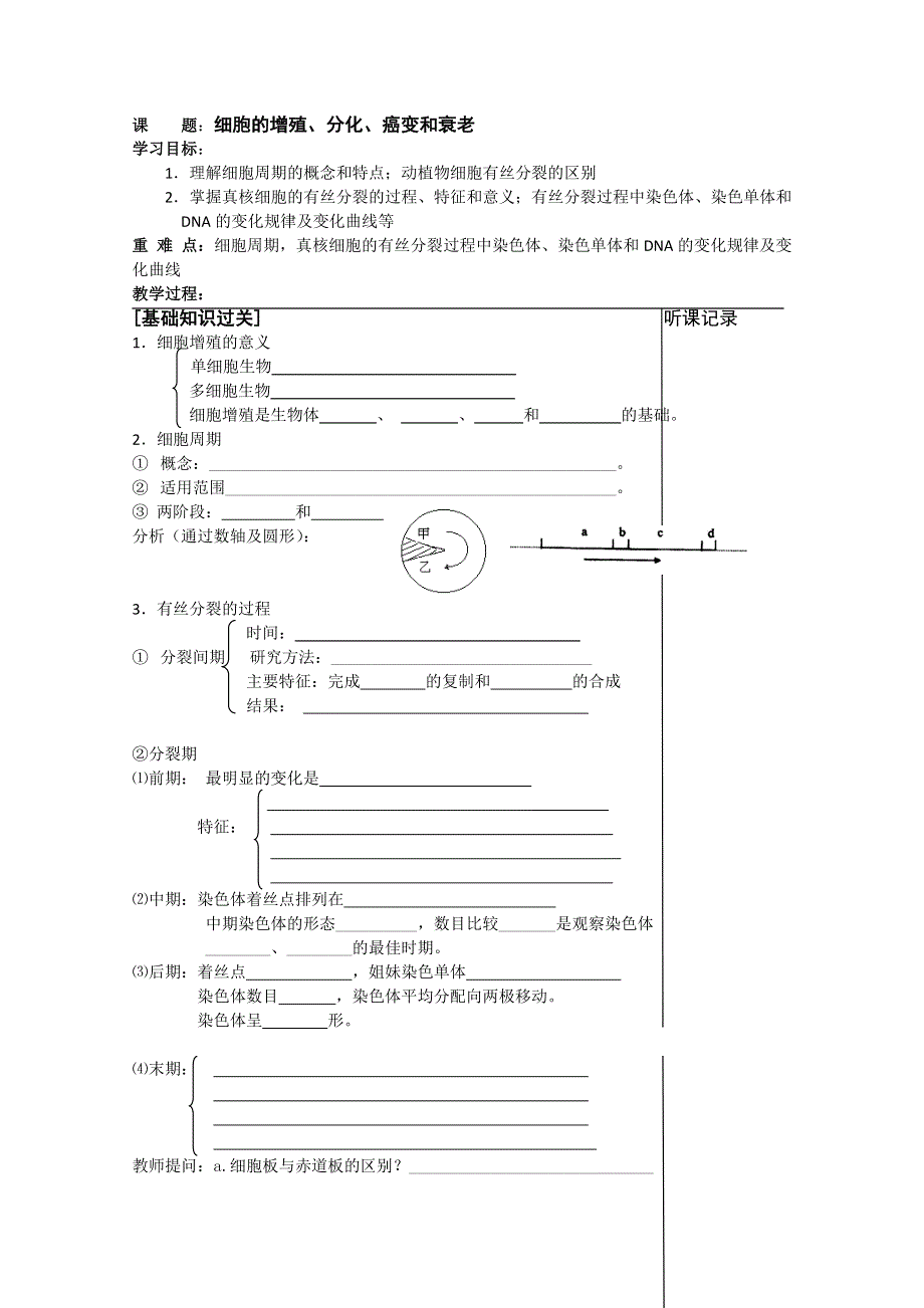 [旧人教]必修第一册第二章第二、三节细胞的增殖分化癌变衰老一轮复习教学案.doc_第1页