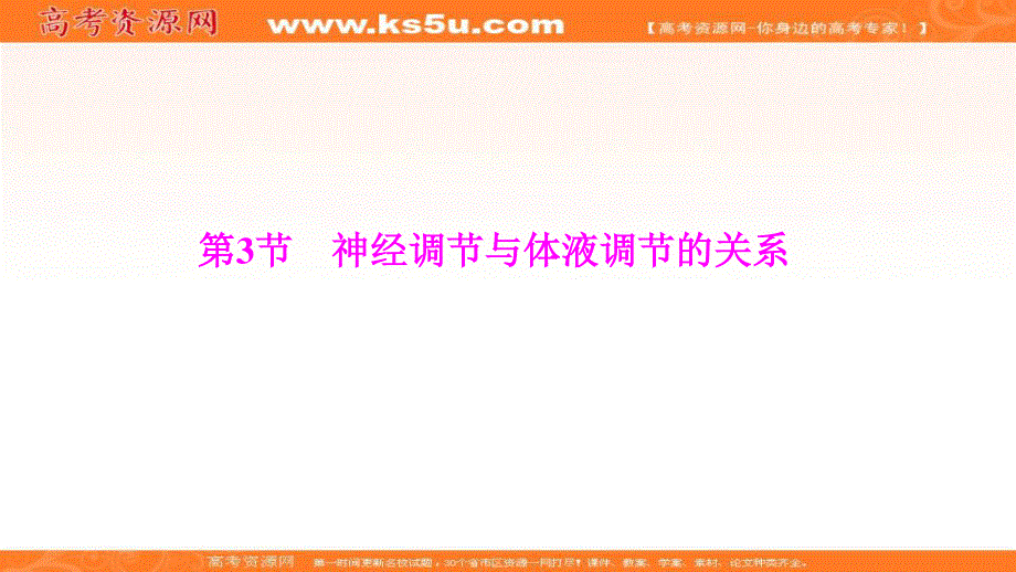 2019-2020学年新突破同步人教版生物必修三课件：第2章 第3节　神经调节与体液调节的关系 .ppt_第1页