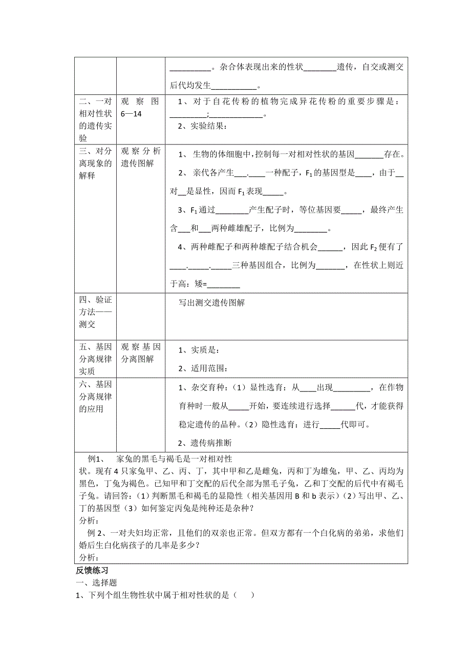 [旧人教]高中生物第一册第六章训练第二节一基因的分离规律.doc_第2页