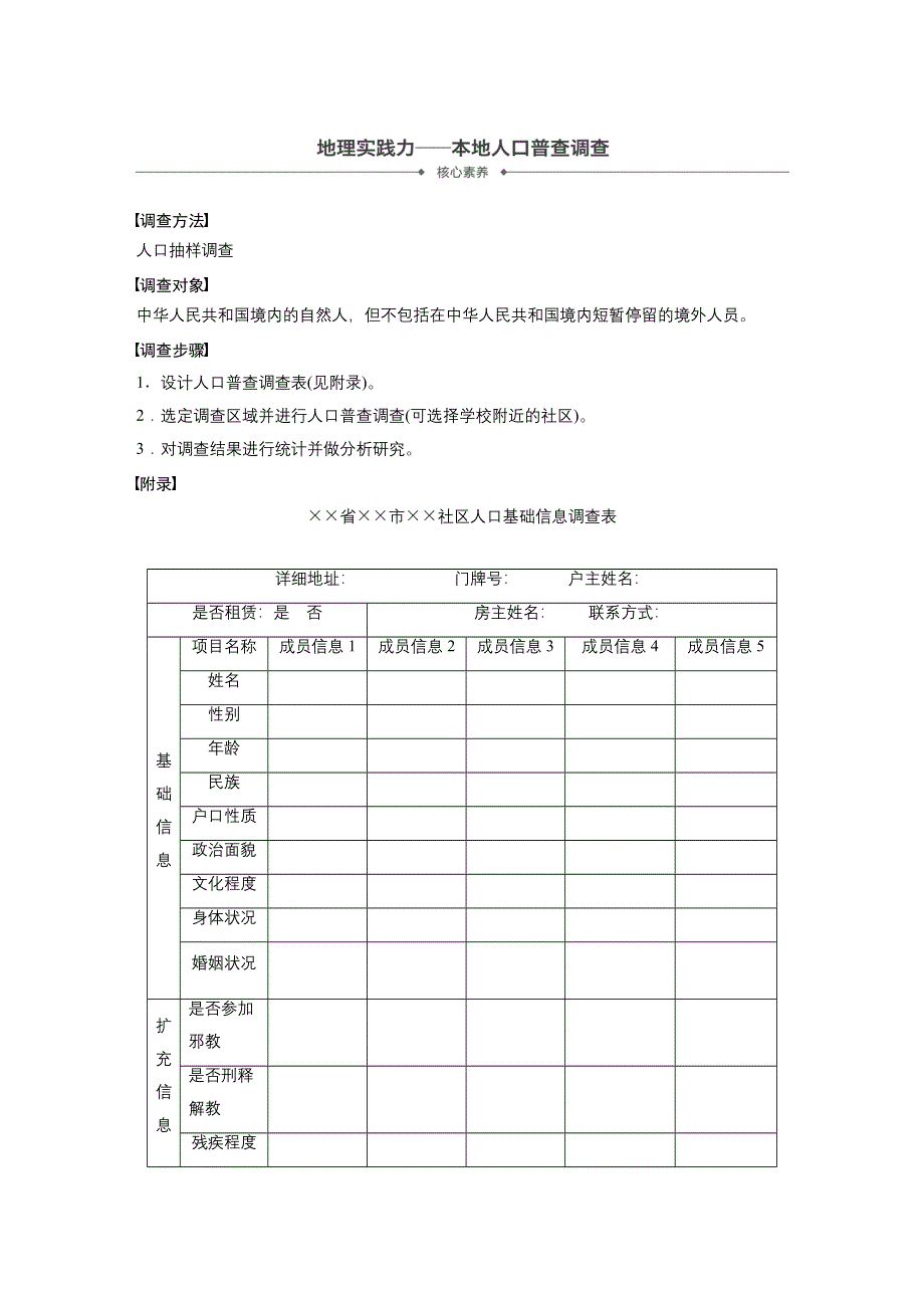 2019-2020学年新素养同步导学鲁教版高中地理必修二老课标版练习：第1单元 人口与地理环境 学科素养 WORD版含解析.docx_第1页