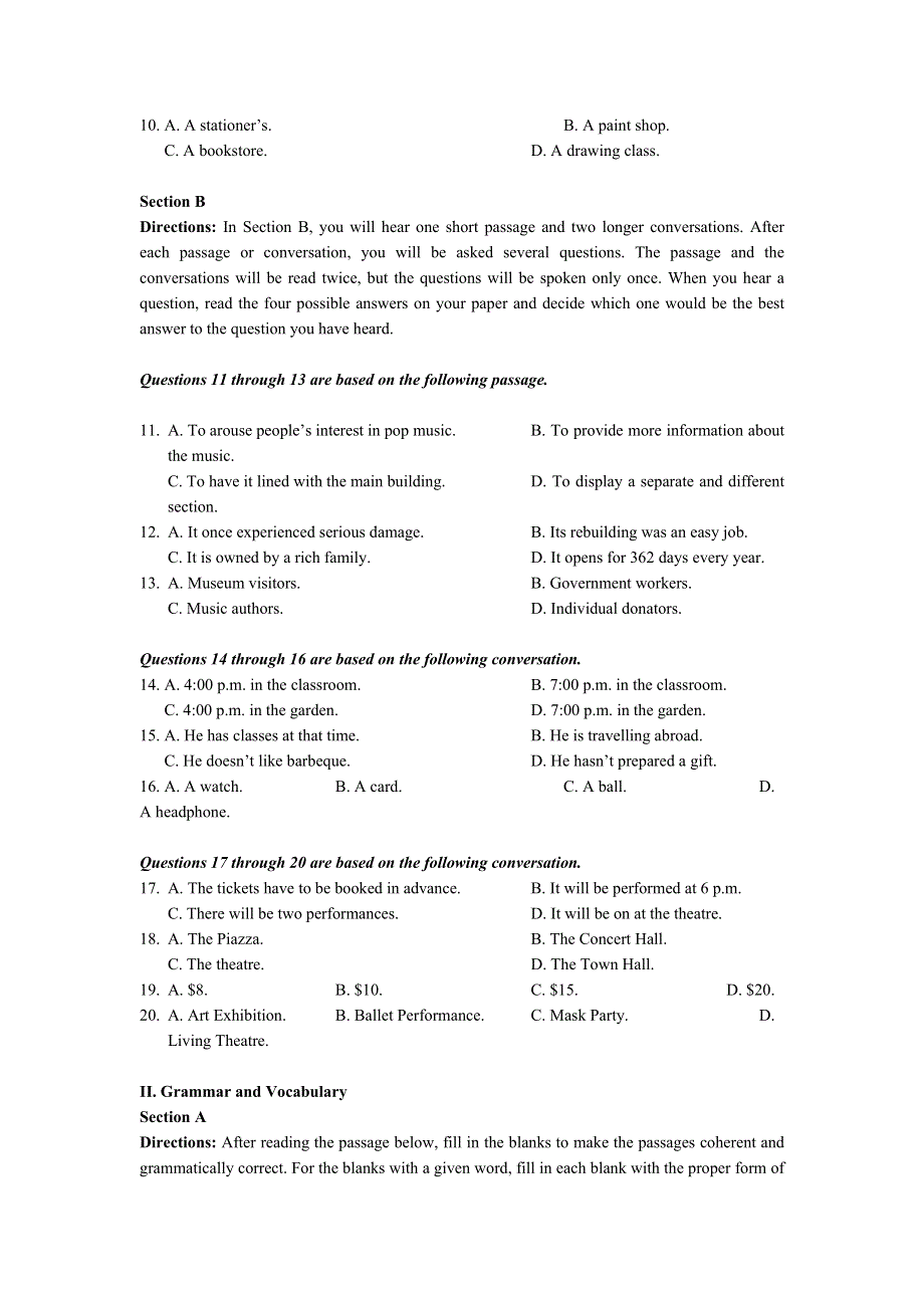 上海市黄浦区2017届高三上学期质量监控英语试题 WORD版含答案.doc_第2页