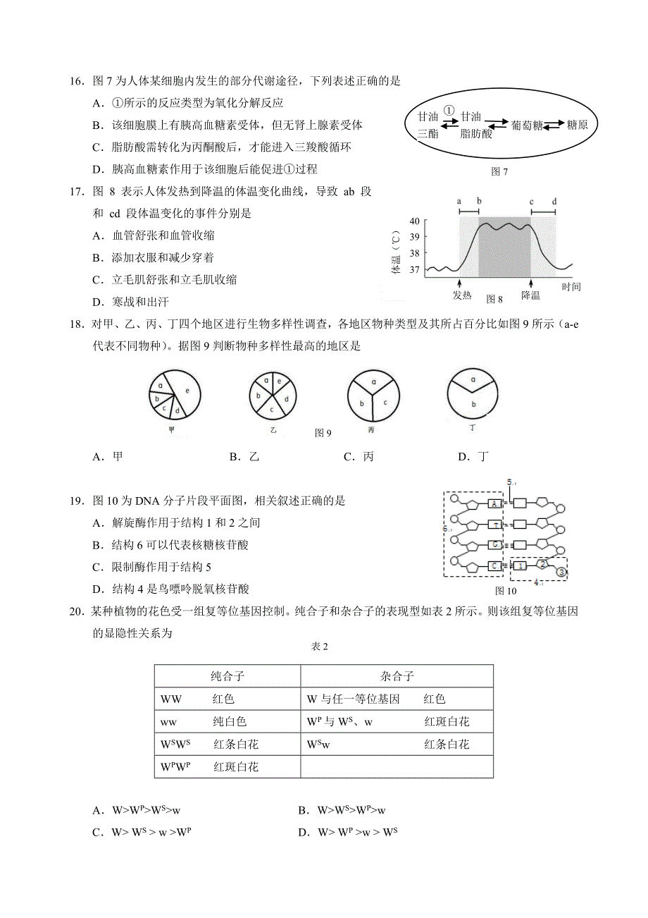 上海市黄浦区2020-2021学年高二上学期期末考试生物试题 WORD版含答案.doc_第3页