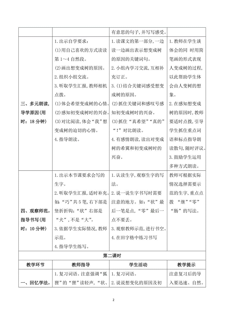 17我变成了一棵树导学案（部编三下语文）.doc_第2页