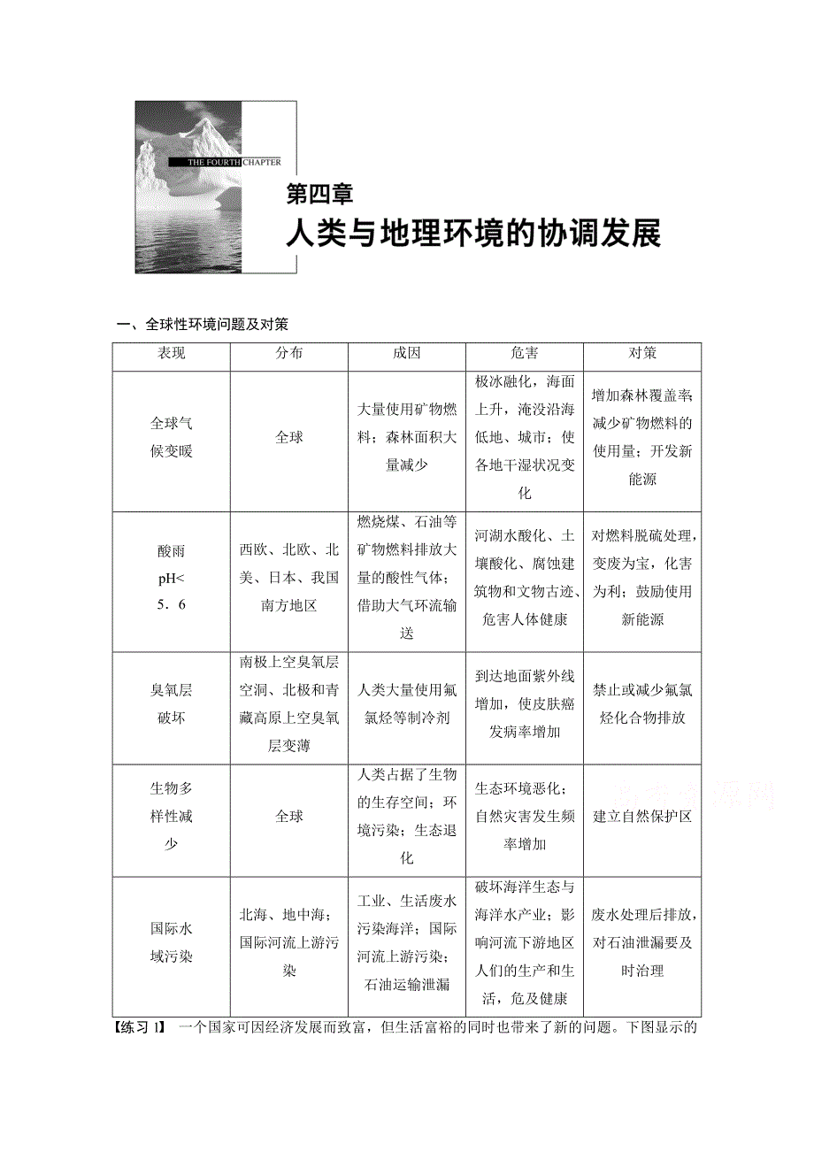 2016-2017学年高中地理（中图版必修2）课时作业 第四章人类与地理环境的协调发展 WORD版含答案.docx_第1页