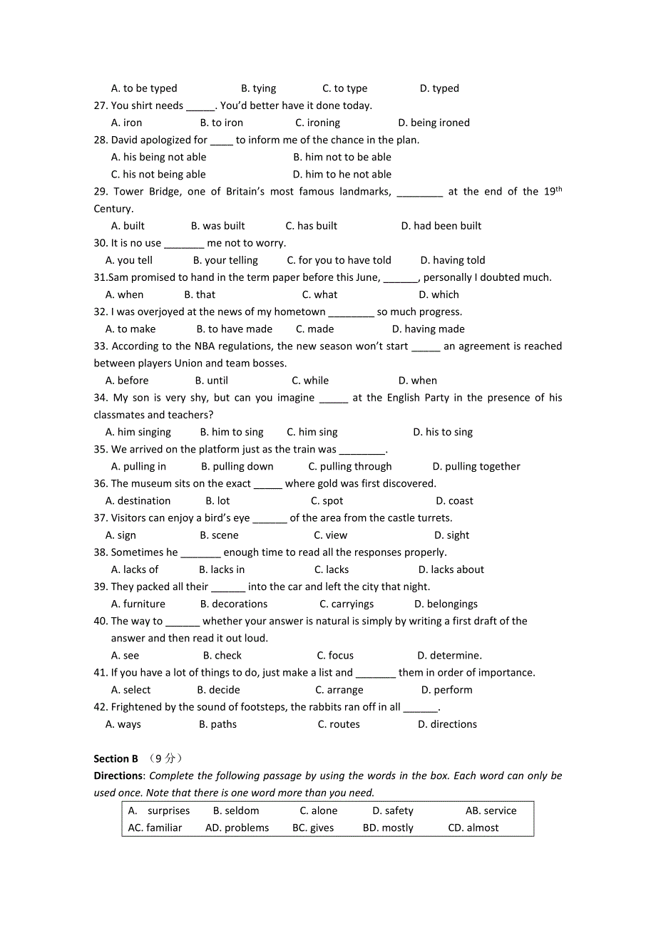 上海理工大学附属中学2011-2012学年高一下学期期中考试 英语试题.doc_第3页