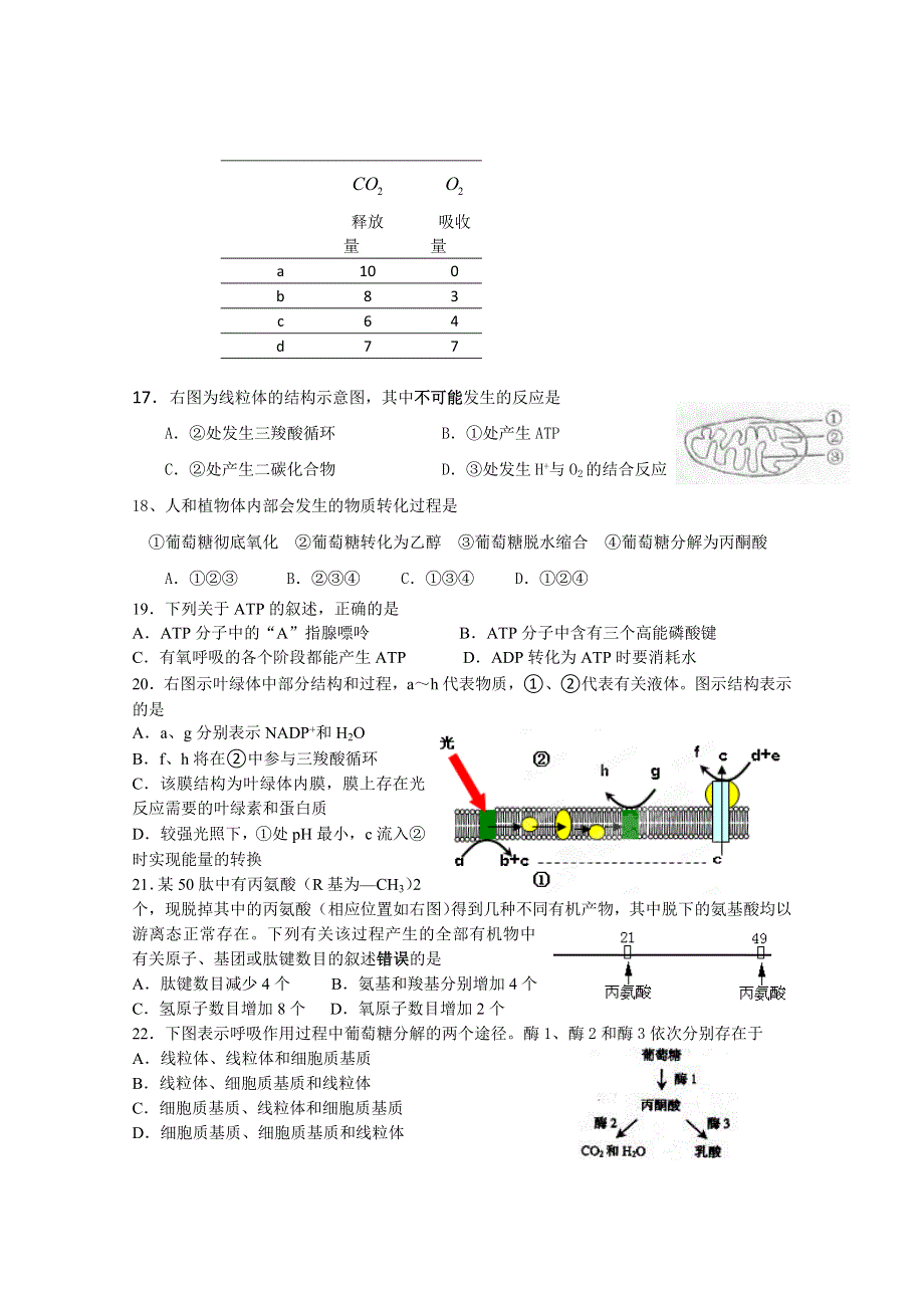 上海理工大学附属中学2011-2012学年高二下学期期中考试 生物试题 缺答案.doc_第3页