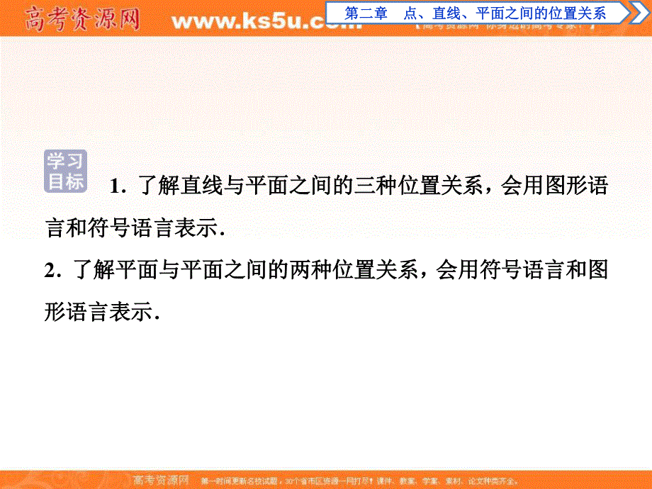 2018年高中数学（人教A版）必修二课件：2．1．3　空间中直线与平面之间的位置关系2．1．4　平面与平面之间的位置关系 .ppt_第2页