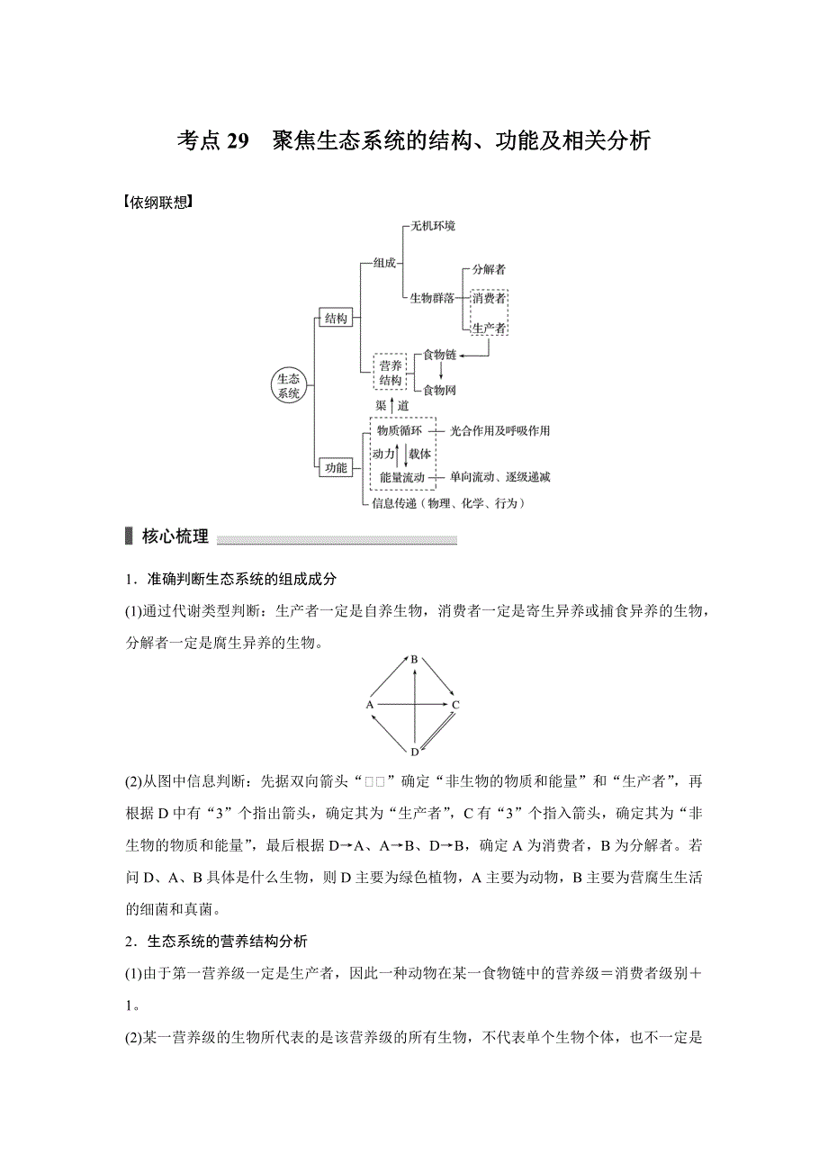 2016版考前三个月（四川专用）高考生物二轮复习系列：文档 专题9 生物与环境 考点29 WORD版含答案.docx_第1页