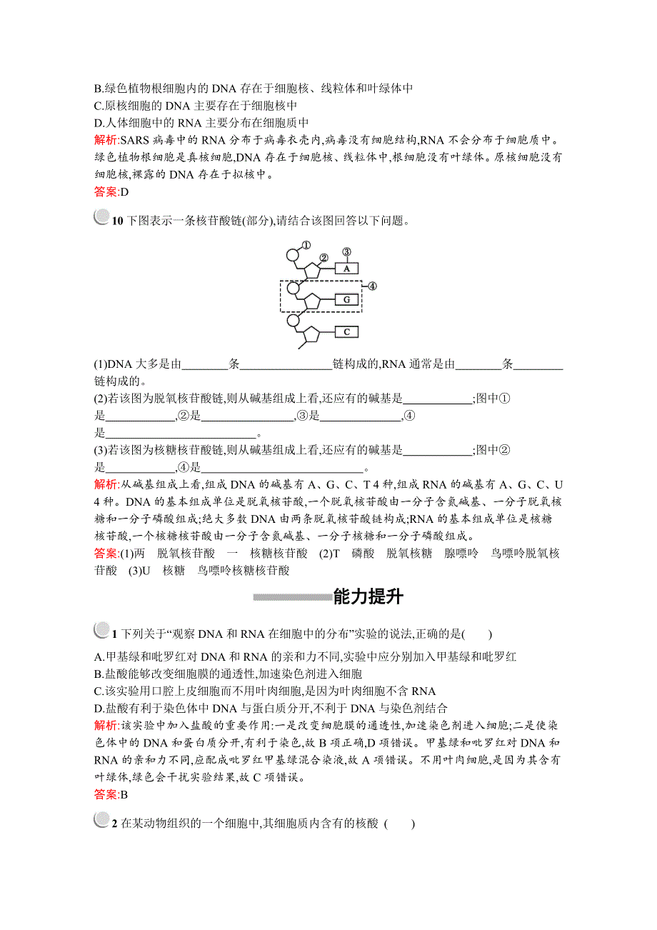 2019-2020学年高中生物人教版必修1配套习题：第2章　第3节　遗传信息的携带者——核酸 WORD版含解析.docx_第3页