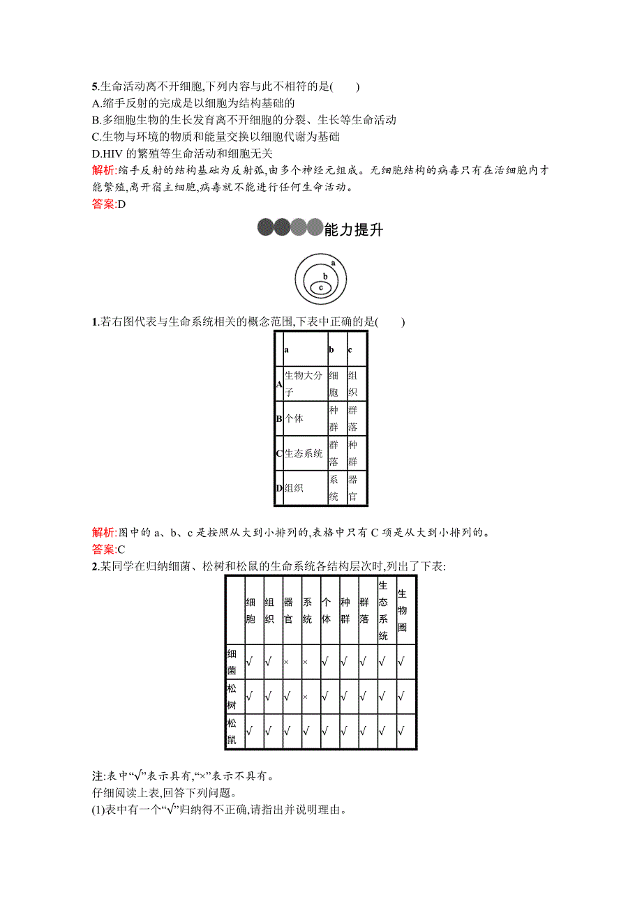 2019-2020学年高中生物人教版必修1练习：第1章　第1节　细胞是生命活动的基本单位 WORD版含解析.docx_第2页