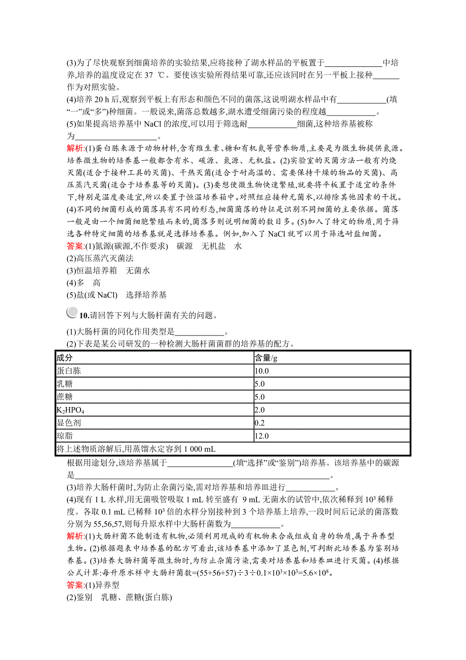 2019-2020学年高中生物人教版选修1配套习题：专题2　课题2　土壤中分解尿素的细菌的分离与计数 WORD版含解析.docx_第3页