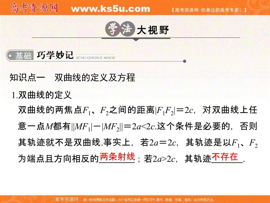 2017版高考数学（理）一轮总复习课件：第九章 第四节双曲线及其性质 .ppt_第3页