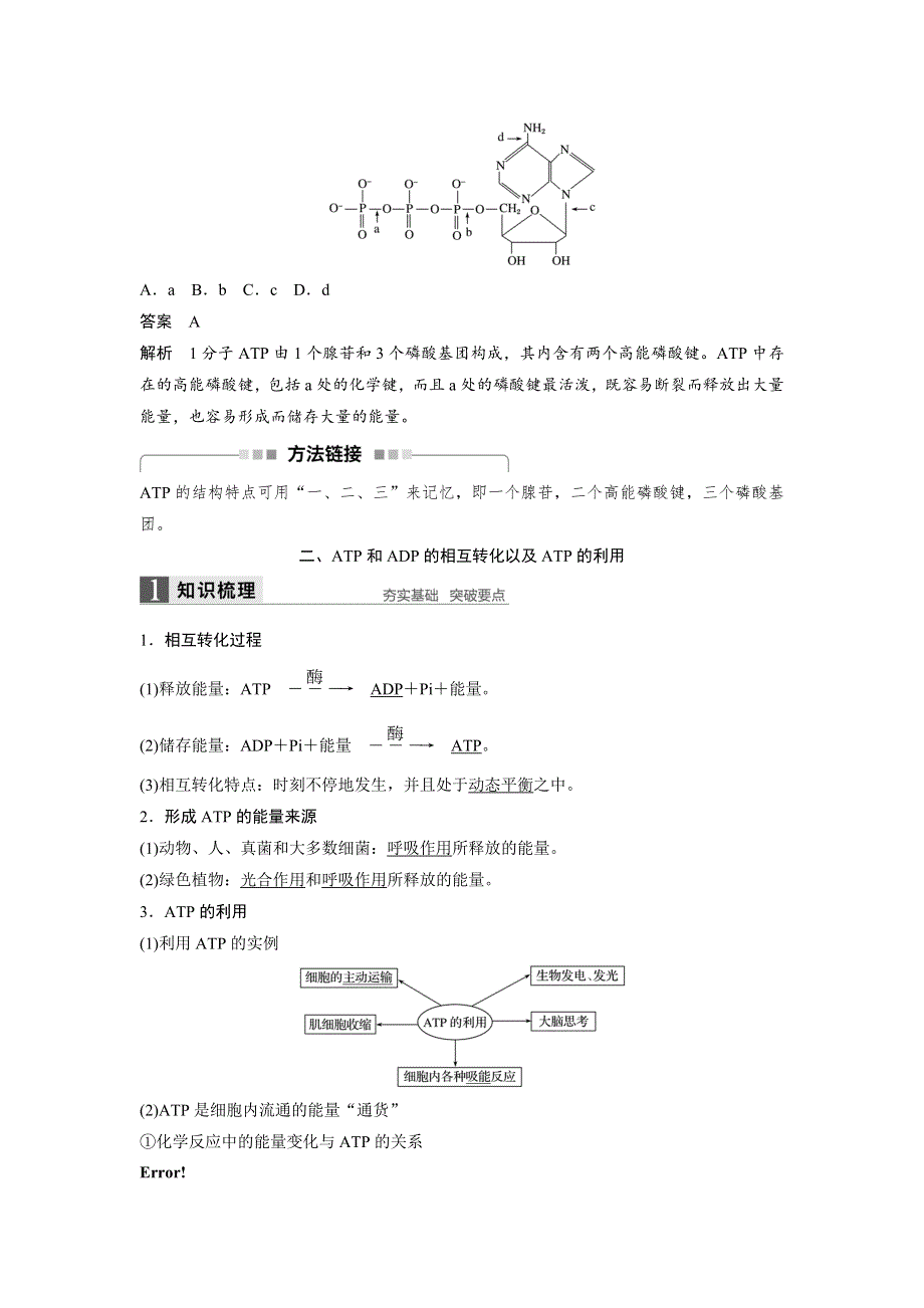 《 学案导学》2016-2017学年高中人教版生物必修一配套文档：第5章 第2节 细胞的能量“通货”——ATP WORD版含解析.doc_第3页