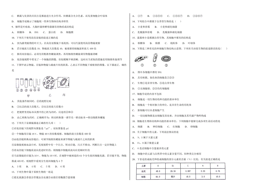 《100所名校》2018-2019学年安徽省淮北一中高一年级上学期第一次月考生物试题WORD版含解析.doc_第2页