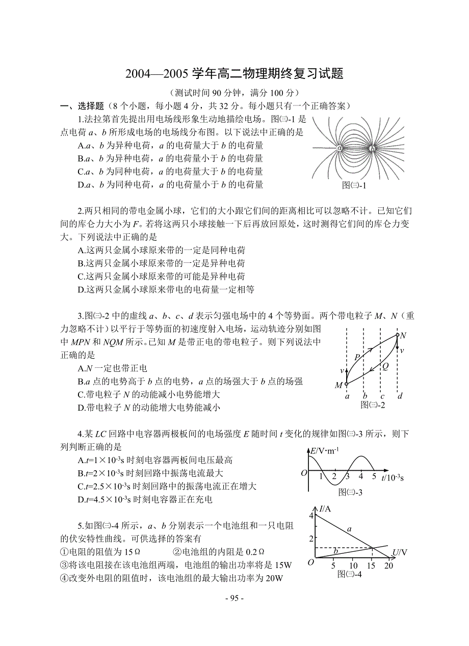 2004—2005学年高二物理期终复习试题.doc_第1页