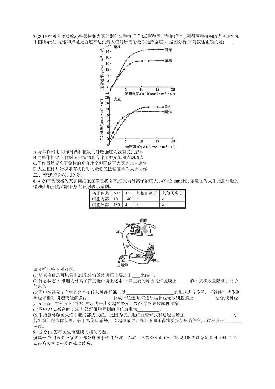 2016届高考生物二轮复习综合能力训练卷1 WORD版含解析.docx_第2页