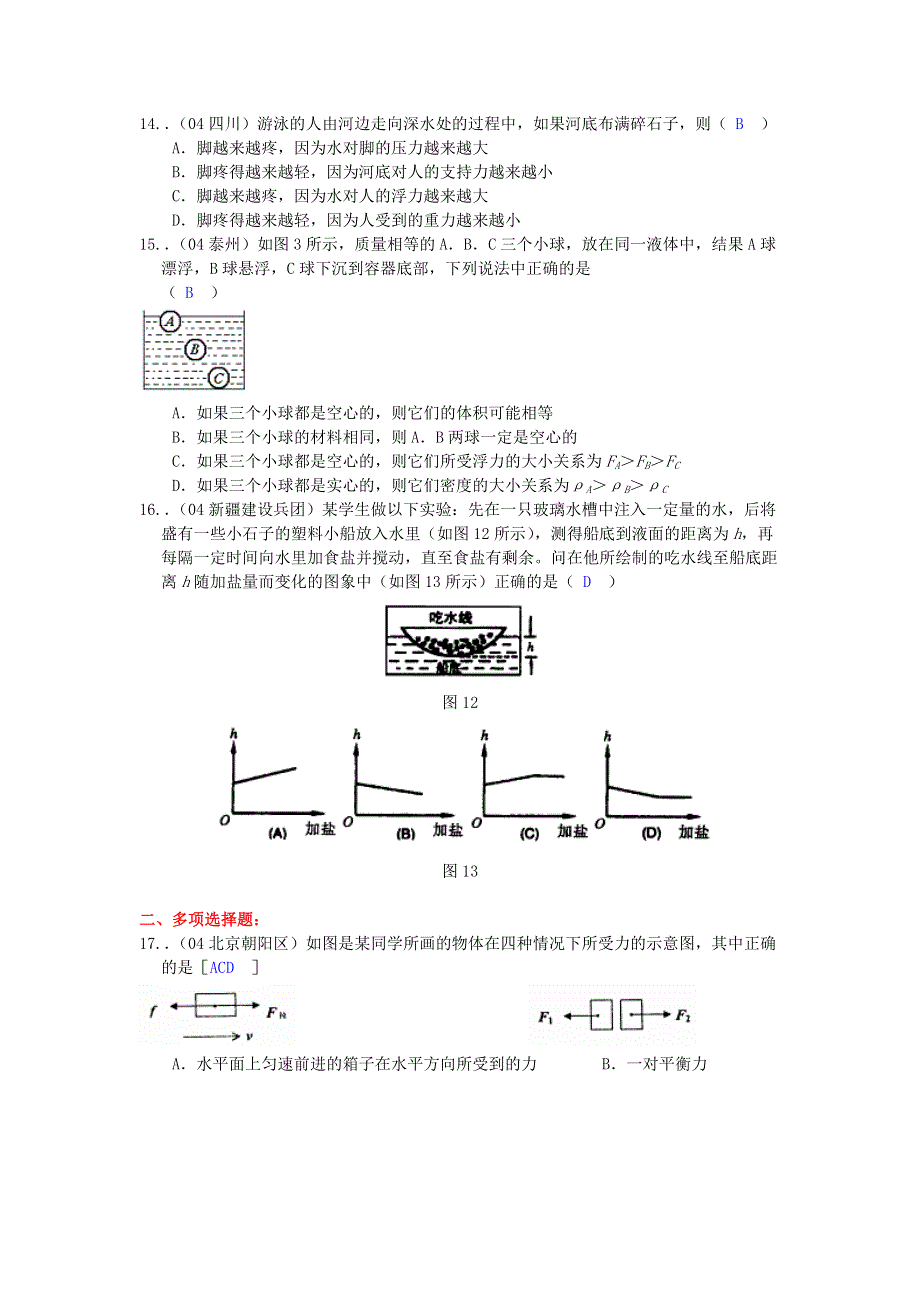 2004中考题汇编 力学（九）浮力[整理][全套]】.doc_第3页