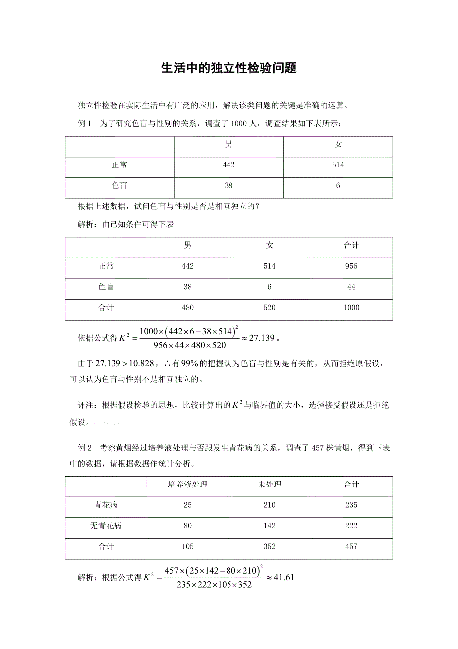 高中数学人教B版选修1-2同步练习：1.1《独立性检验》（3） WORD版含答案.doc_第1页