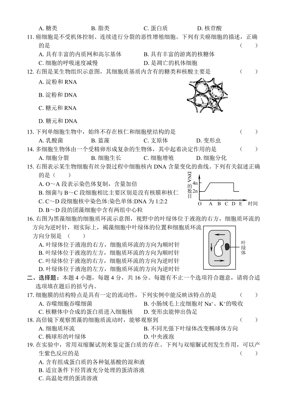 2004－2005学年度上学期高二生物同步测试（1）.doc_第2页