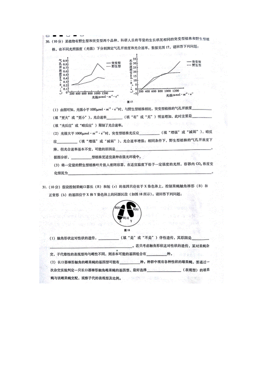 云南师大附中2017届高考适应性月考卷（七）理综生物 扫描版含答案.doc_第3页