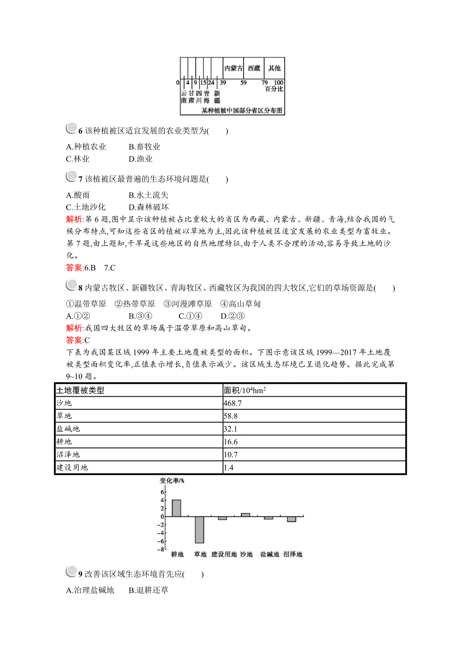 2019-2020学年高中地理人教版选修6配套习题：第四章　第二节　草地退化及其防治 WORD版含解析.docx_第2页