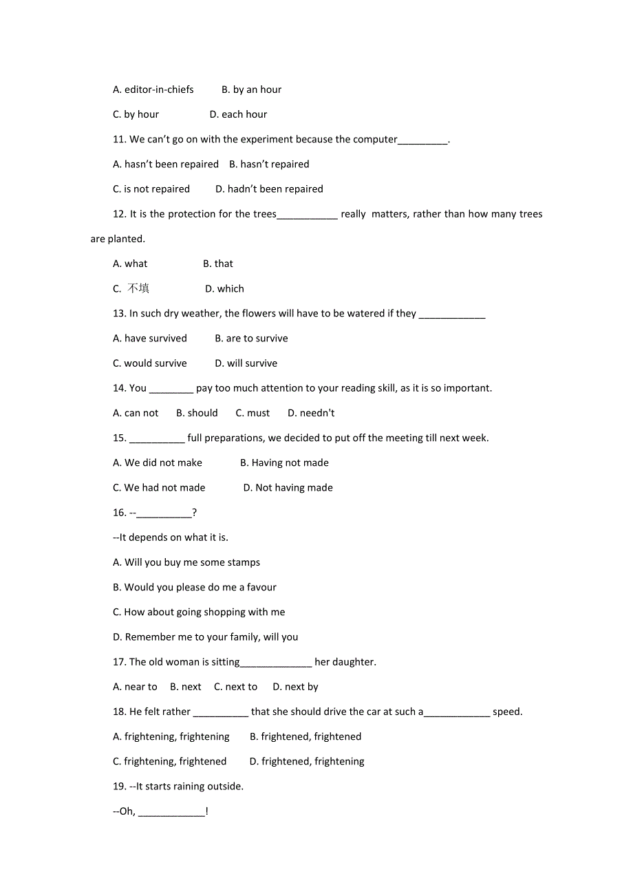 十堰市2014高考英语单项选择、阅读理解回顾训练（18）及答案.doc_第2页