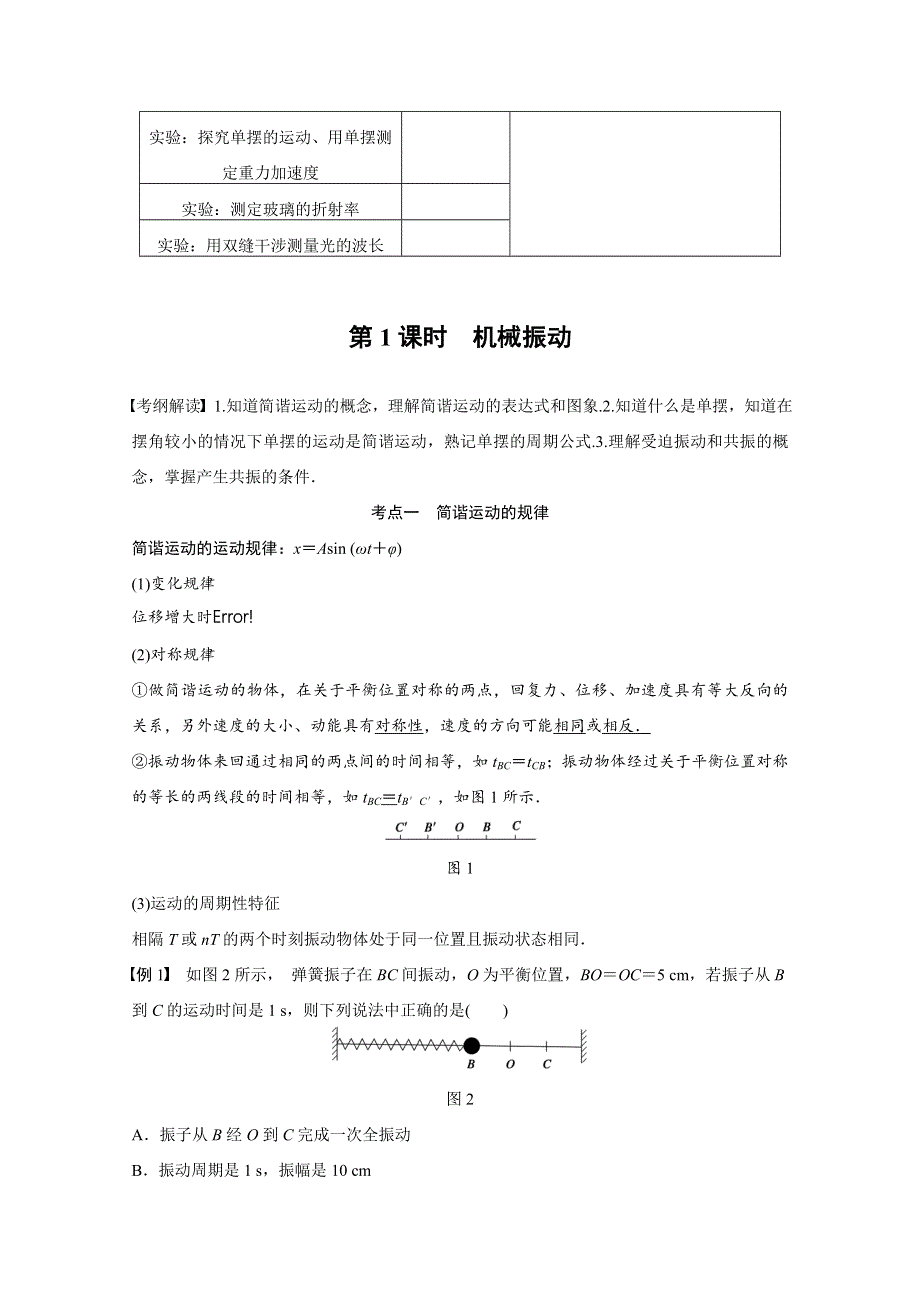 2016新步步高一轮物理新课标版复习考点解读 第12章 机械振动与机械波 第1课时.docx_第2页
