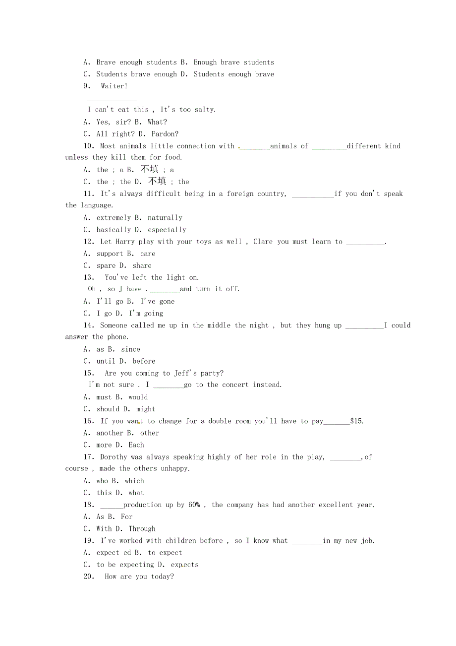 2000年全国普通高等学校招生统一考试英语.doc_第2页