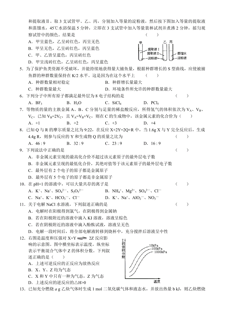 2005年普通高等学校招生全国统一考试理 科综合能力测试.doc_第2页