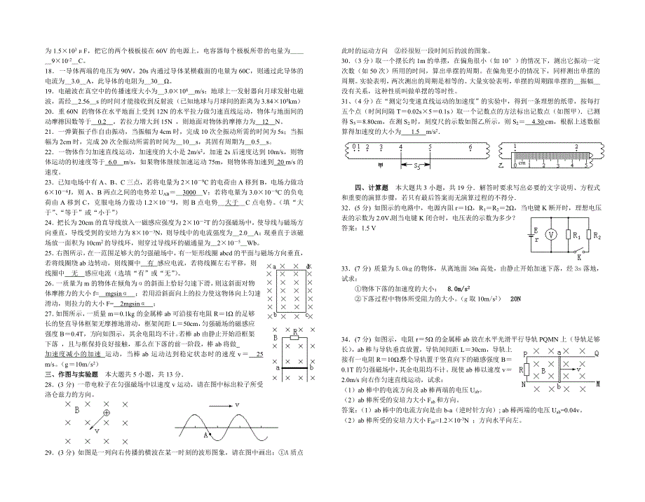 2005年普通高中毕业会考物理综合复习题（二）.doc_第2页