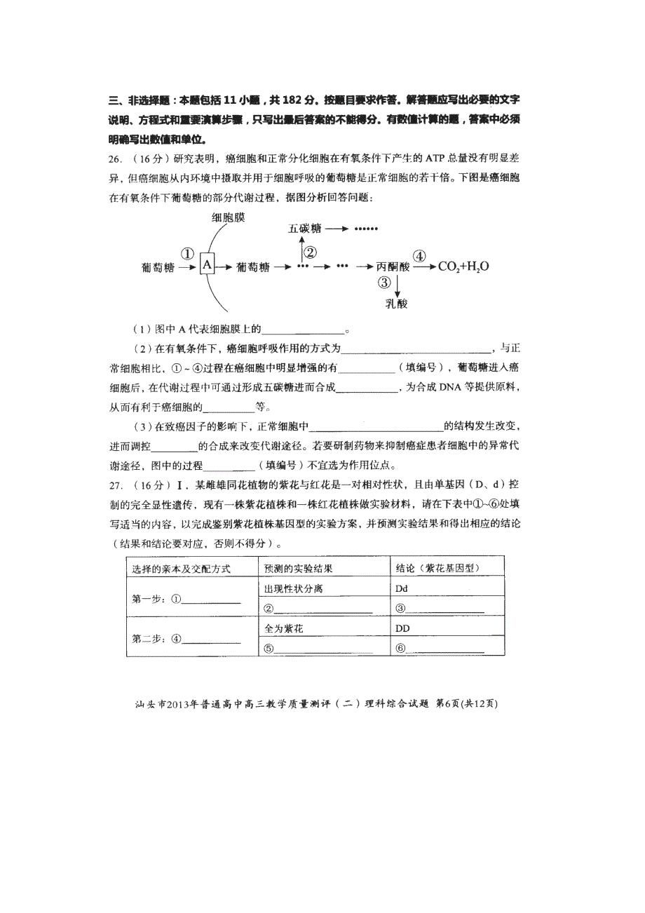 《2013汕头二模》广东省汕头市2013届高三第二次模拟考试生物试题 扫描版含答案.doc_第3页