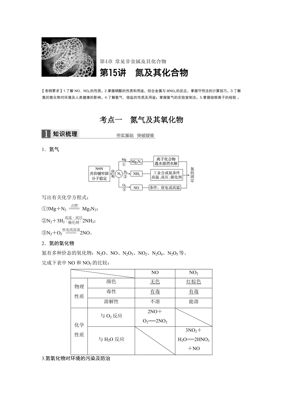 2017版高考化学（鲁科版）一轮复习训练：第4章 第15讲 氮及其化合物 WORD版含解析.docx_第1页