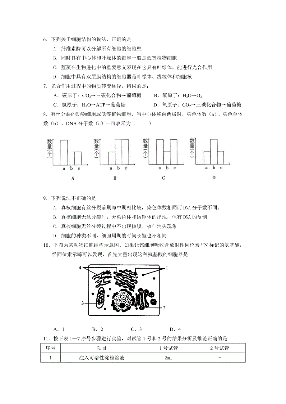 2005年杭州市高二年级教学质量检测生物试题卷（理科）.doc_第2页