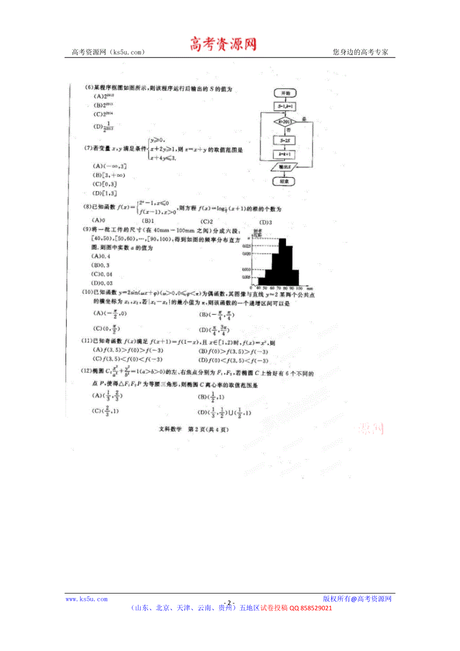 《2013聊城二模》山东省聊城市2013届高三第二次模拟考试 数学（文）试题扫描版含答案.doc_第2页