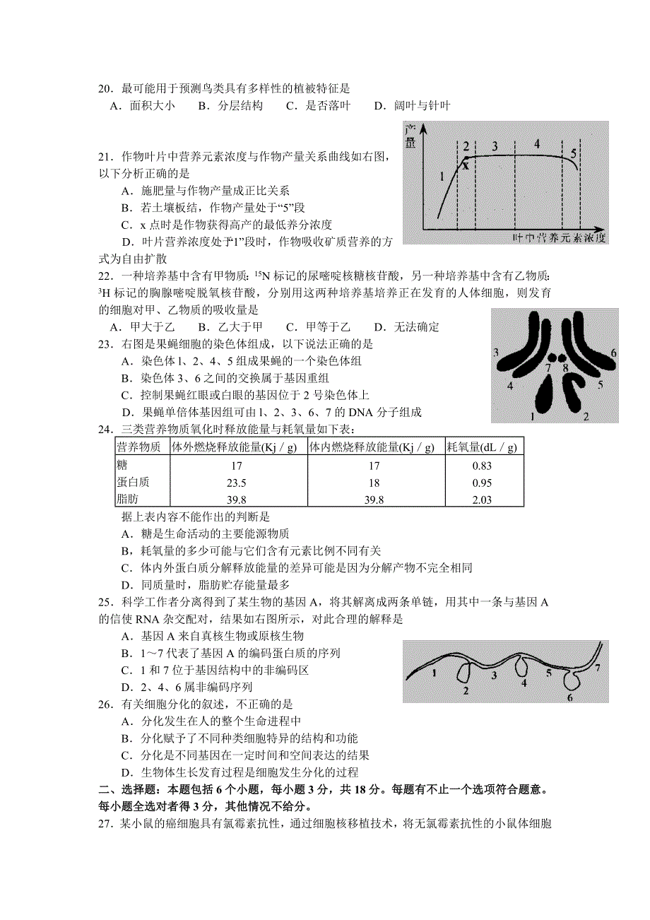 2005年苏、锡、常镇四市高三教学情况调查（一）生物.doc_第3页