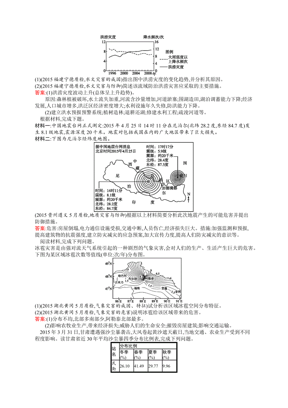 2017高三地理人教版一轮复习模拟题组训练：灾害3 WORD版含解析.docx_第3页