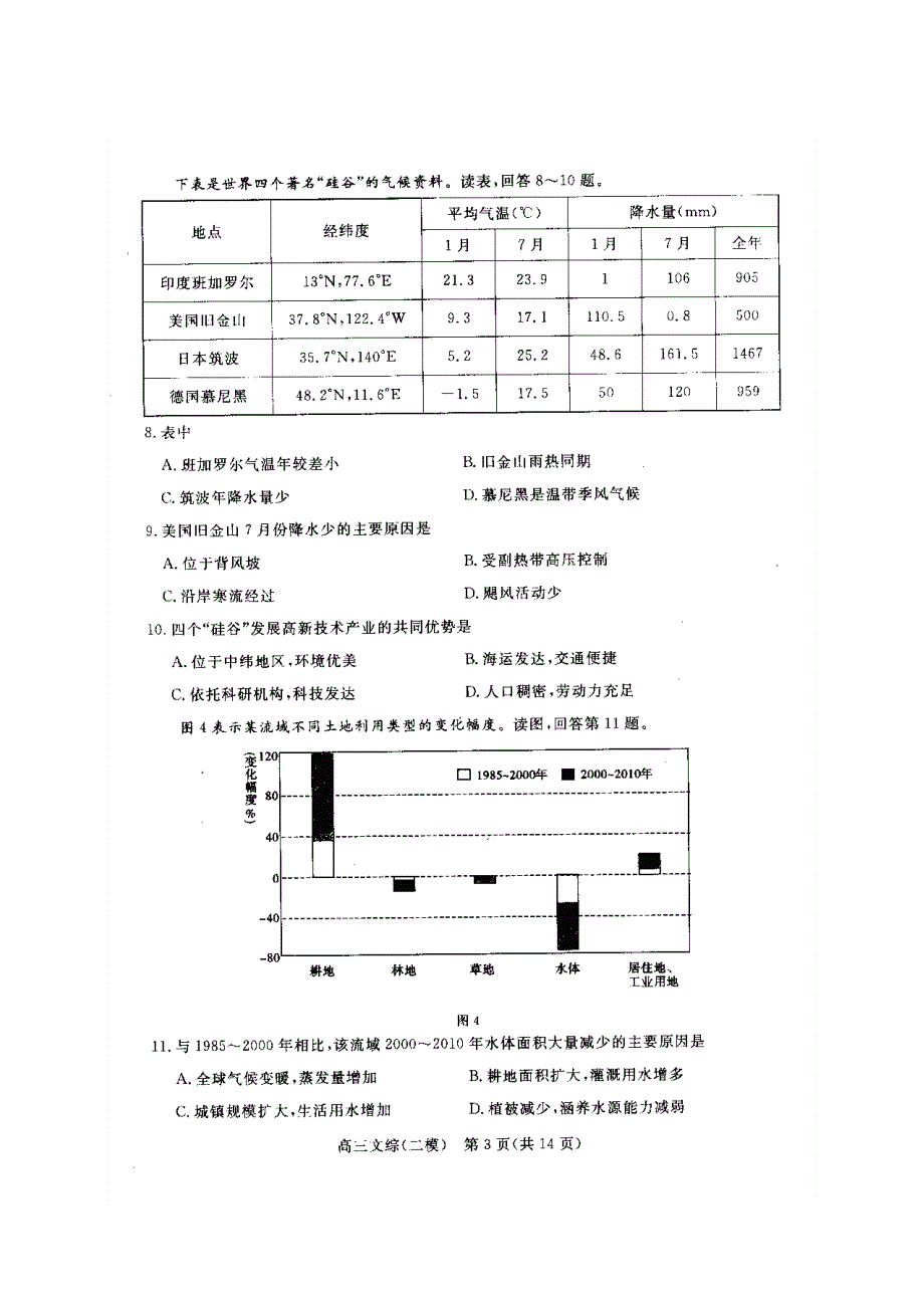 《2014东城二模》北京市东城区2014届高三下学期综合练习（二）文综 扫描版含答案.doc_第3页