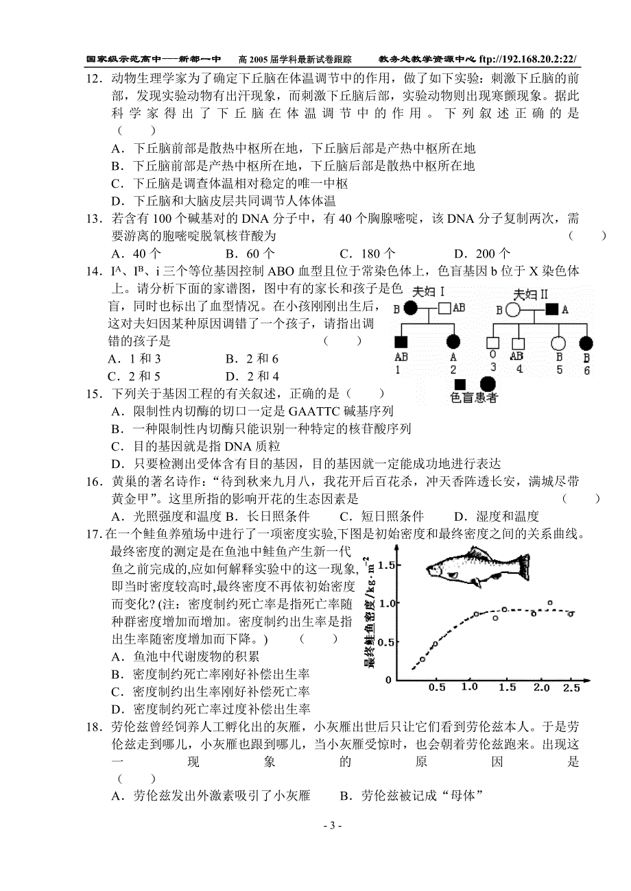 2005年高考重庆地区信息试卷生物.doc_第3页