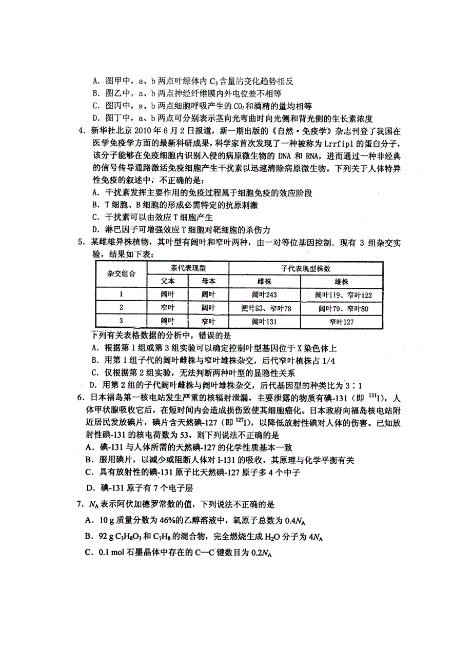 四川省2011届高三毕业班5月信息卷（四）（理综）.doc_第2页