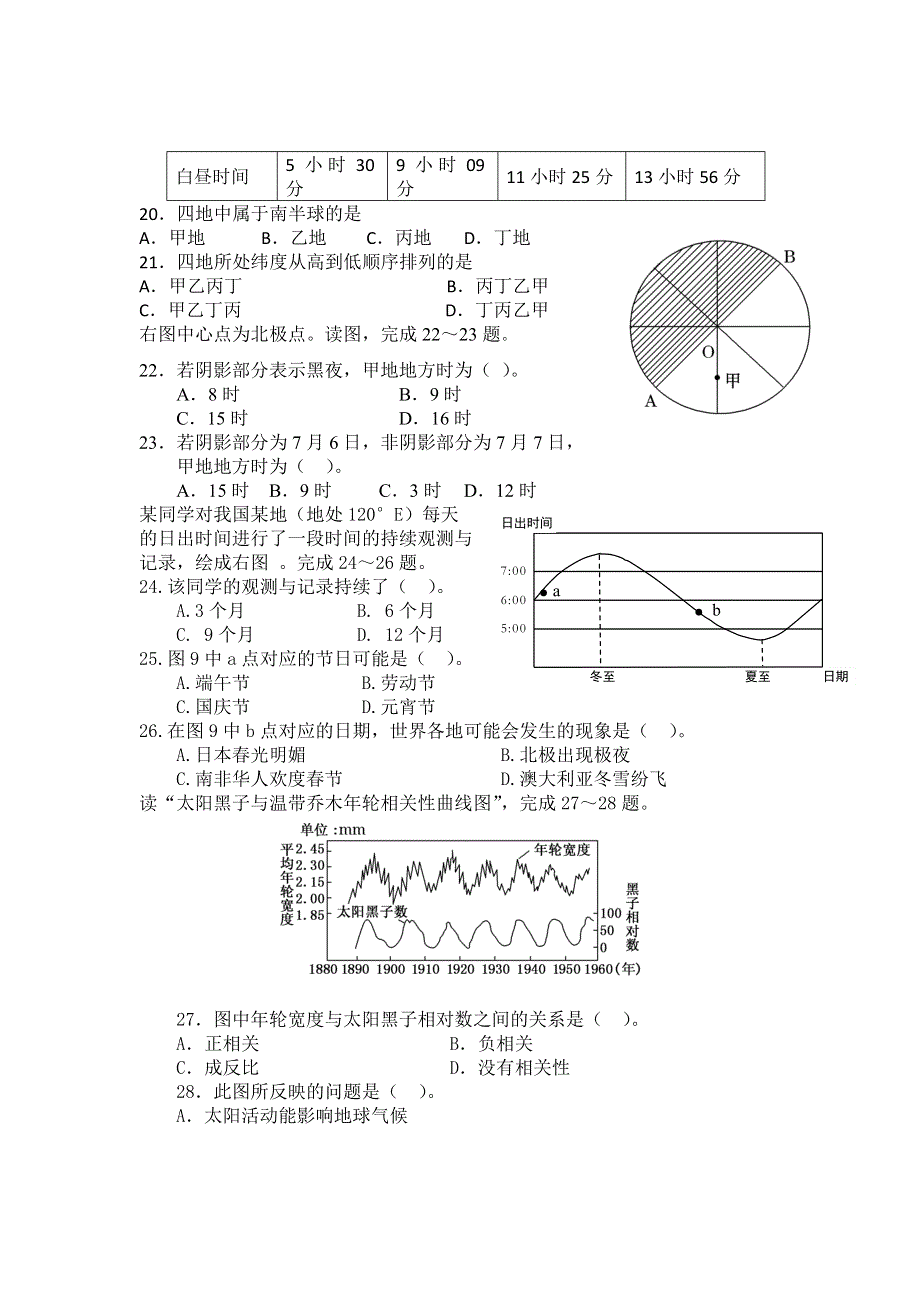 湖南省浏阳市田家炳实验中学2012-2013学年高一上学期期中段考地理试题.doc_第3页